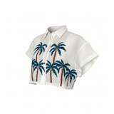 BC - Bermuda Palm Bondi Shirt | White Teal Green