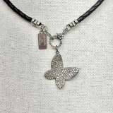 Silver Pave Diamond Butterfly Pendant