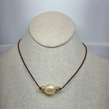 South Sea pearl w/ Gold Diamond Roundels Choker | 16"