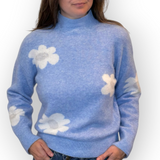 ACL - Flower Sweater | Mock Neck | Light Blue