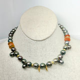 Tahitian Pearl with Gold and Carnelian Choker | 15"