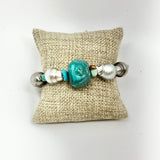 Tahitian Pearls w/ Genuine Turquoise & Larimar on Elastic
