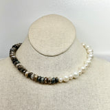 Moonstone w/ Freshwater Pearl Choker | 16"
