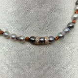 Keshi Pearls & Gold Pave Diamond Roundels Choker | 17”
