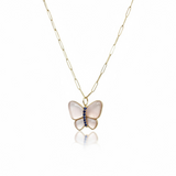 Crystal & Sapphire Butterfly Pendant