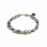 Keshi Pearl Bracelet with Gold Roundel