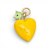 Yellow Enamel Heart with Evil Eye Charm | Large Size