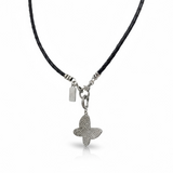 Silver Pave Diamond Butterfly Enhancer w/ Diamond Clasp