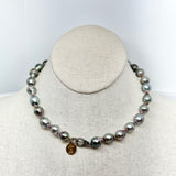 Tahitians Pearls on Colorful Thread w/ Diamond Clasp Choker | 15.5”