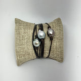 Wrap Around Pearl & Leather Bracelet