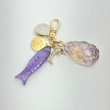 Gold and Crystal Dolphin and Semi-Precious Stone Charm Cluster
