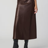 JJ - The Tavi Vegan Leather Skirt | Dark Chocolate
