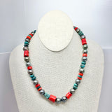 Turquoise and Tahitian Pearl Necklace | 18"