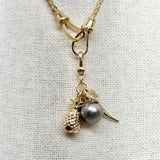 Tahitian Pearl, Horn, and Pineapple Charm Cluster