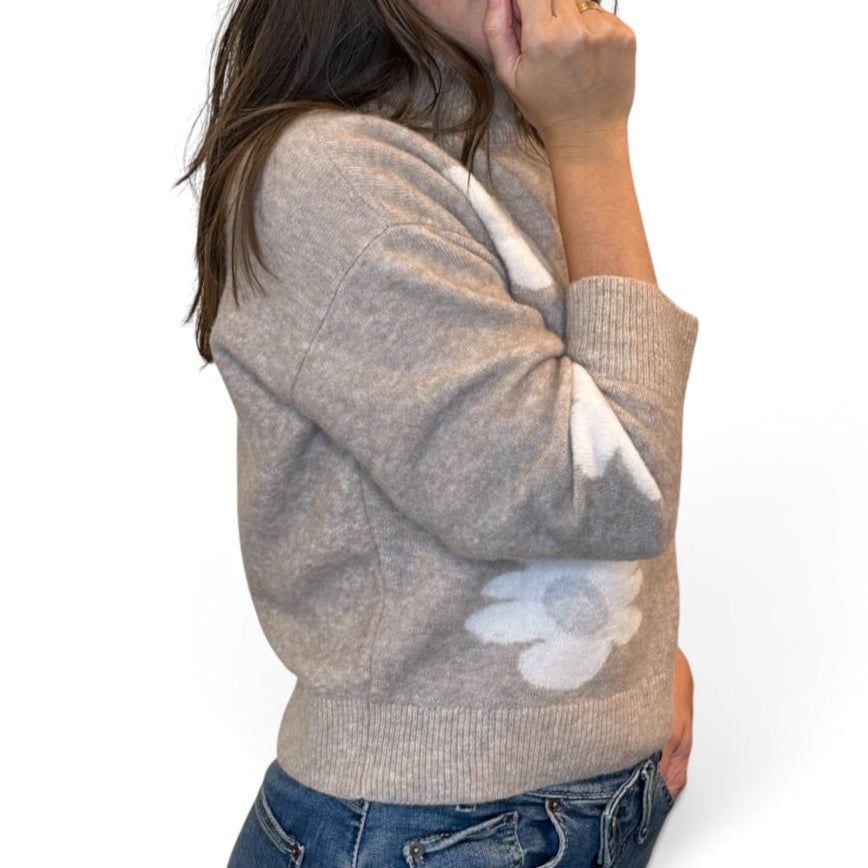 ACL - Flower Sweater | Mock Neck | Beige