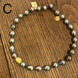 Choker | Tahitian Pearls, 18K Gold Small Nugget | Dark Brown Leather