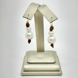 Round Pearl Stack on Leather Earrings