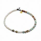 Semi-Precious Stone & Freshwater Pearl Choker | 16"