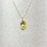 Aquamarine, 24K Gold, & Diamond Large Pendant