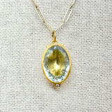 Aquamarine, 24K Gold, & Diamond Large Pendant