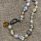 Choker | South Sea / Keshi Pearls w/ Diamond Clasp & Ball | 17.5”