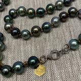Necklace | Tahitian Pearls on Silk, Diamond Clasp | 33”