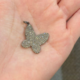 Silver Pave Diamond Butterfly Pendant