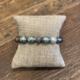 Tahitian Pearls w/ Silver Diamond Rondel Bracelet