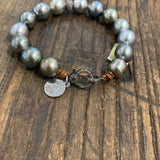 Bracelet | Tahitian Pearls w/ Diamond Rondel & Clasp | 7.5”