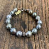 Bracelet | Tahitian Pearls w/ Diamond Rondel & Clasp | 7.5”