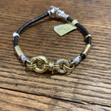 Gold Link Chain w/ diamond & silver Bracelet