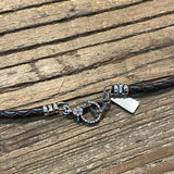 Braided Leather w/ Diamond Clasp and Pave Loop Choker | 16”