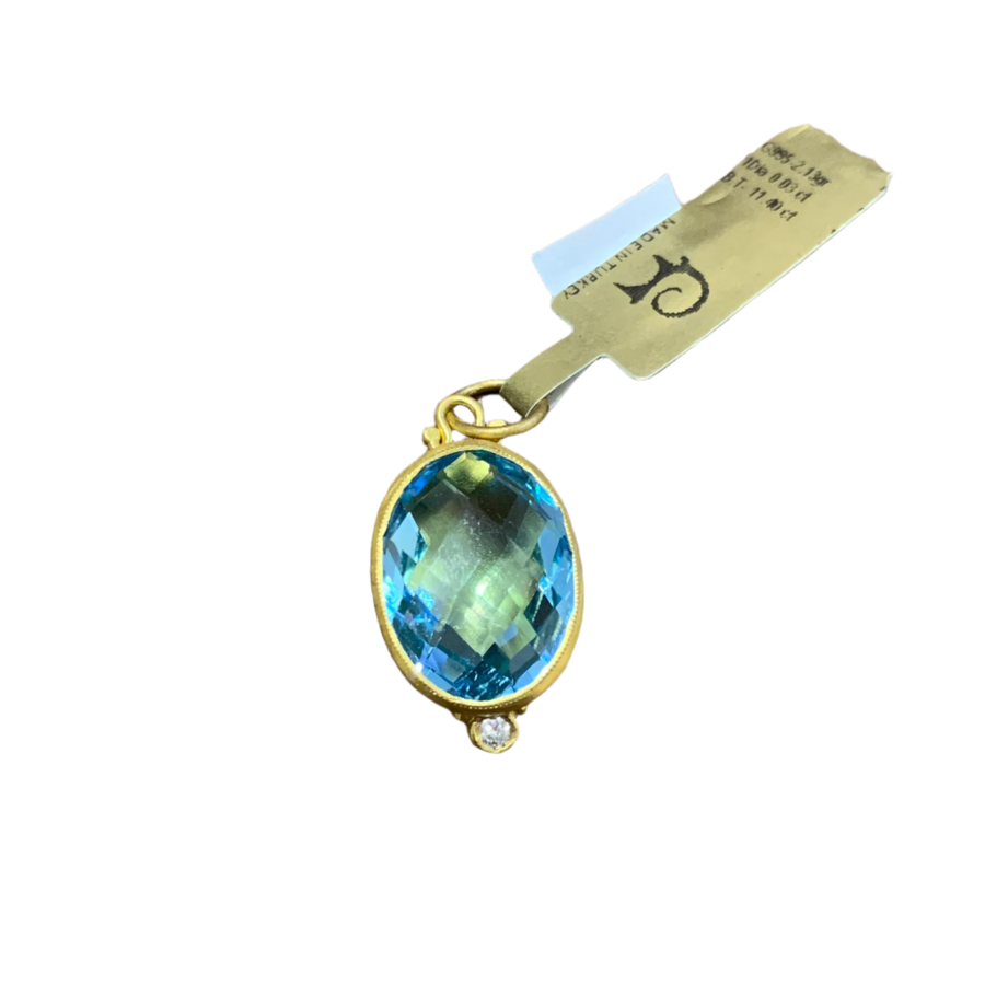 Pendant | Aquamarine, 24K Gold, Diamond