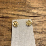 Gold Post Earrings w/ Diamond Center