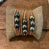 Bracelet | Wrap Around Tahitian Pearls on Metallic Cord
