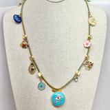 Evil Eye Charm Necklace | D | Blue | 24"