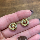 Gold Post Earrings w/ Diamond Center