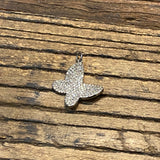 Silver Pave Diamond Butterfly Pendant