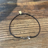 Braided Leather w/ Diamond Clasp and Pave Loop Choker | 16”