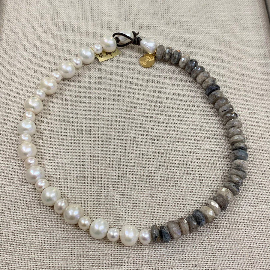 Choker | Moonstone w/ Freshwater Pearls