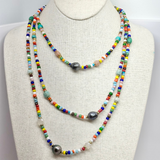 Colorful Beads w/ Tahitian Pearl Necklace