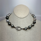 XL Tahitian Pearls w/ Diamond Clasp Choker | 16.75”