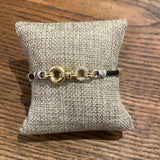 Gold Link Chain w/ diamond & silver Bracelet