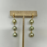 3 Tahitian Pearl Dangle Earrings w/ 14K Huggy