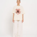 MTL - Burgundy Hibiscus Oversize Tee | Ivory