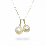Large South Sea Pearl Enhancer w/ Gold Pave Diamond Clasp