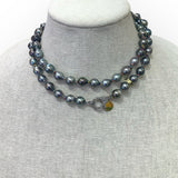 Necklace | Tahitians Pearls on Colorful Thread w/ Diamond Clasp | 31.5”