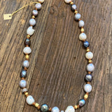 Mid-Length | Freshwater Pearl Multi, 18K Gold, Diamond | 21”