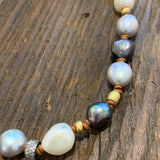 Mid-Length | Freshwater Pearl Multi, 18K Gold, Diamond | 21”