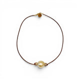 South Sea Pearl with Gold Pave Diamond Roundels | 16"